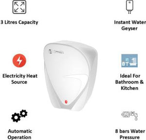 AO Smith 3 L Instant Water Geyser (fast on 3 kw, White)