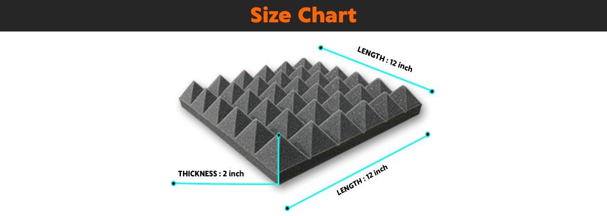 Acoustic Foam Pyramid 1ftx1ftx2" inch Orange