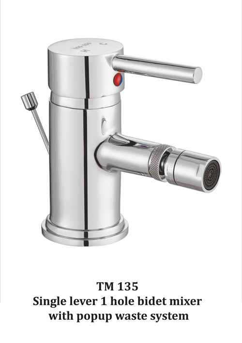 TM135
Single lever 1 hole bidet mixer with popup waste system