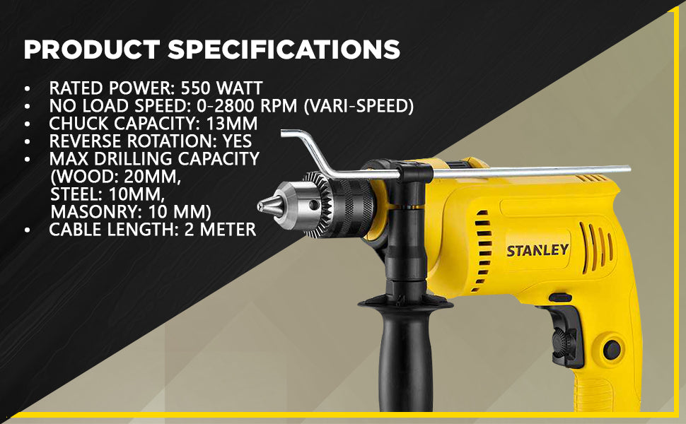 Stanley SDH600 600W 13mm Impact Hammer Drill Zakamlova Hardware