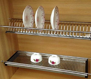 Stainless Steel Dish Plate Rack Drainer for Kitchen Cabinet