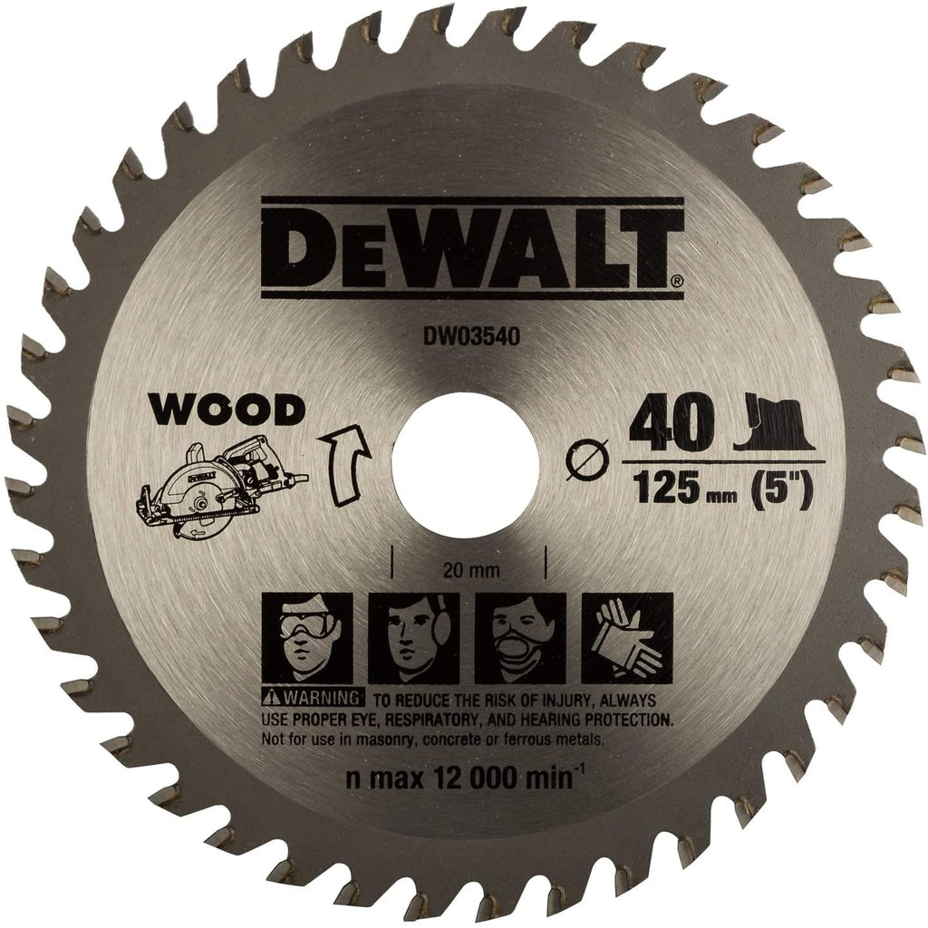 Dewalt DW03540 125mm 40T TCT Circular Saw Blade for cutting MDF,Plywood and Laminated Wood