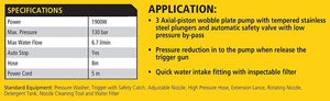 Stanley Plastic SW19-5B 130 Bar Pressure Washer 1900 W Induction Motor (Yellow and Black)