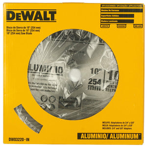 DEWALT DW03220 10" 100T Circular Saw Blade for cutting Aluminium
