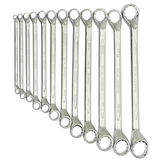 STANLEY 70-395E Matte Finish Shallow Offset BI HXRing Spanner Set (12-Pieces Chrome)