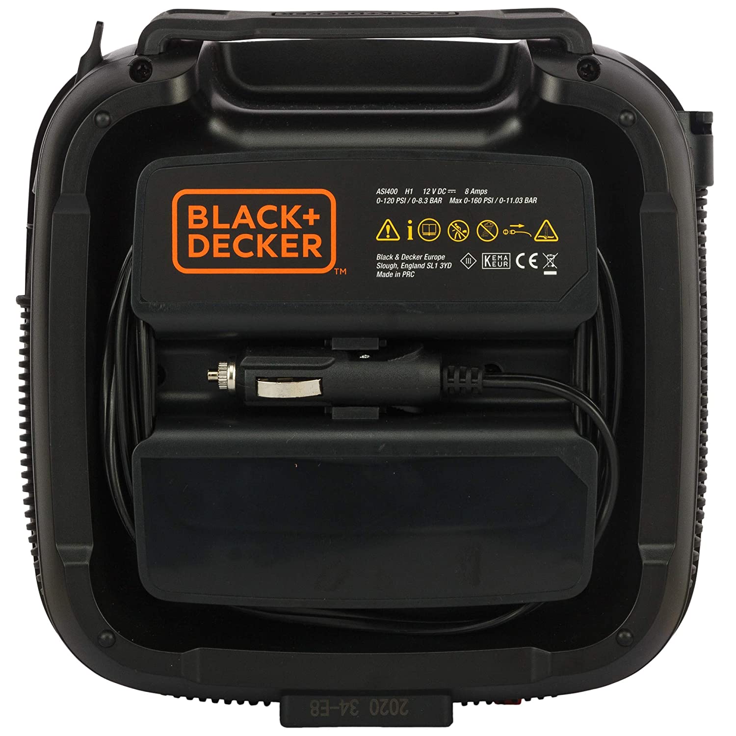 BLACK+DECKER ASI400-XJ 12V/160PSI Multipurpose Tyre Inflator with with Digital Guage, Autocut Off System and 2 Operating Modes
