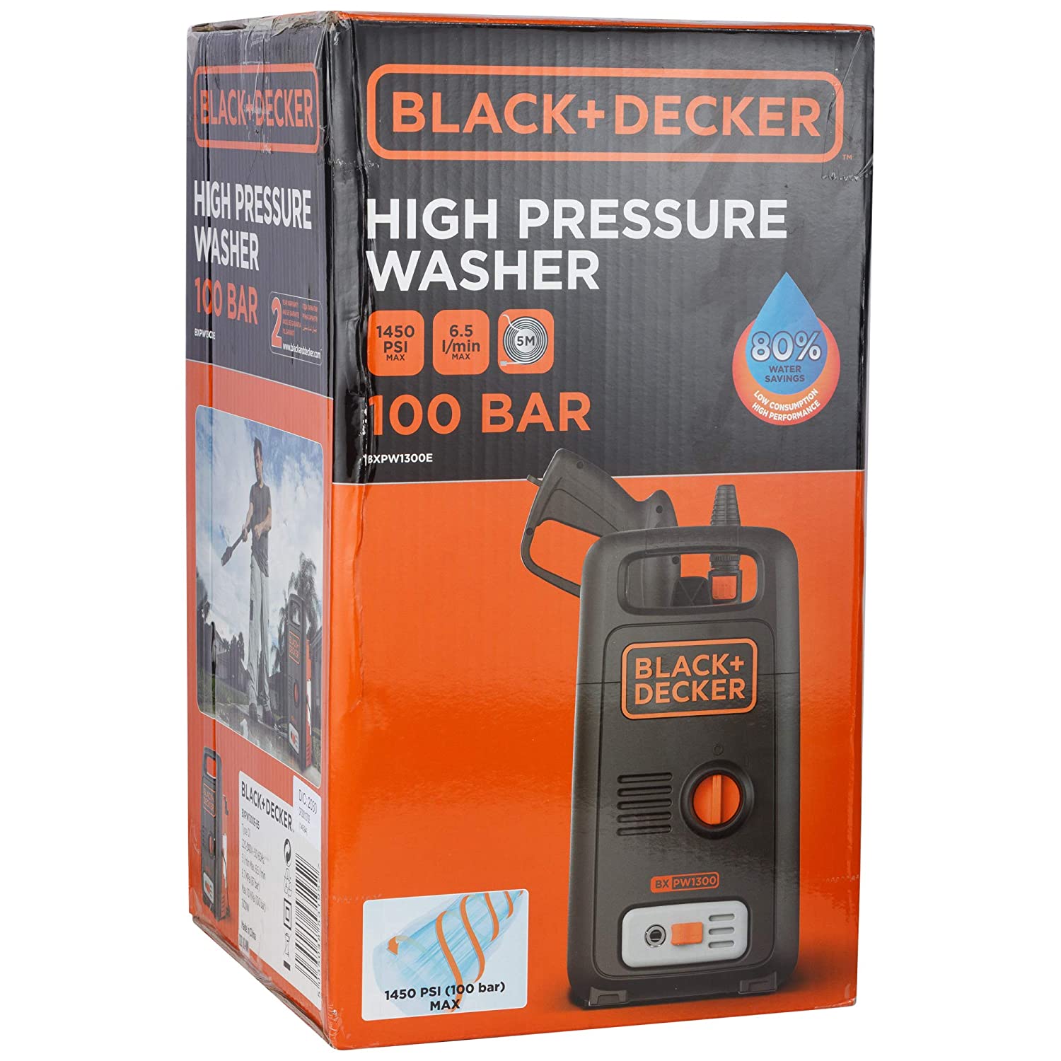 Black & Decker BW13 1300Watt 100 Bar, 390 L/hr Pressure Washer for