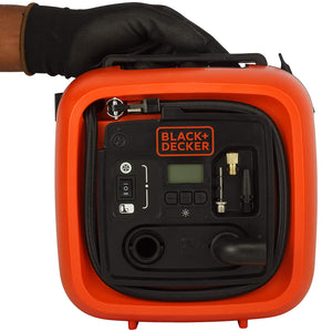 BLACK+DECKER ASI400-XJ 12V/160PSI Multipurpose Tyre Inflator with with Digital Guage, Autocut Off System and 2 Operating Modes