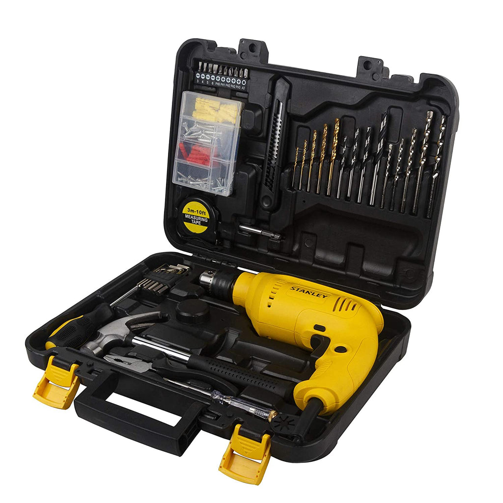 STANLEY SDH550KP-IN 550W 10mm Single Speed Hammer Drill with Accessories (120-Pieces) for Home, DIY and Professional use