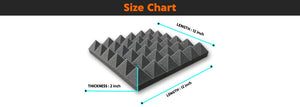 Acoustic Foam Pyramid 1ftx1ftx2" inch Professional Charcoal