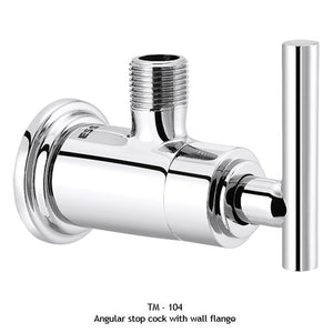 TM104
Angular stop cock with wall flange