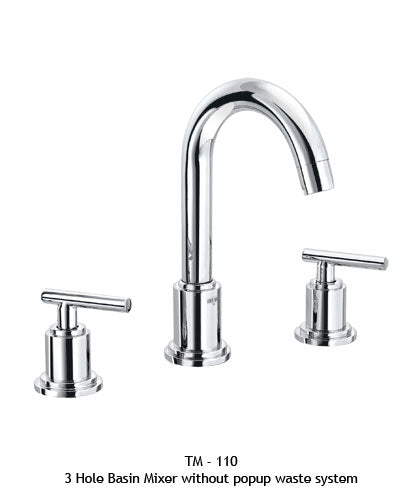 TM110
3-hole basin mixer w/o popup waste system