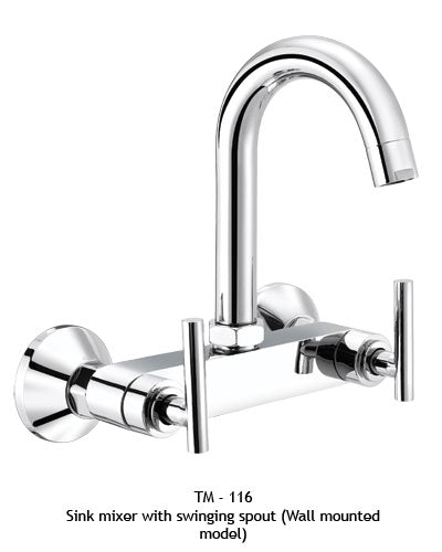 TM116
Sink mixer with swinging spout (wall mounted model)