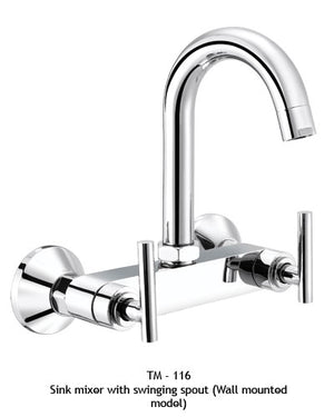 TM116
Sink mixer with swinging spout (wall mounted model)