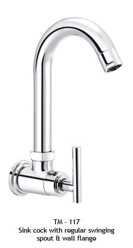 TM117
Sink cock with regular swinging spout & wall flange