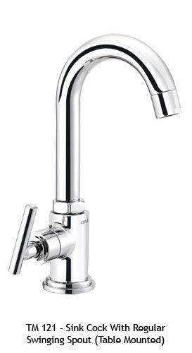 TM121
Sink cock with regular swinging spout (Table mounted)