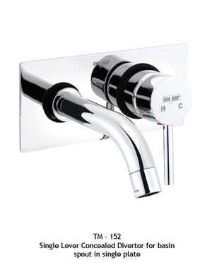 TM152
Single lever concealed divertor for basin spout in single plate